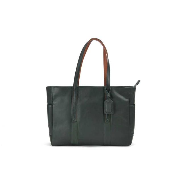 SOLATINA 14ポケット オイルレザートートバッグ 牛革 ファスナー付き