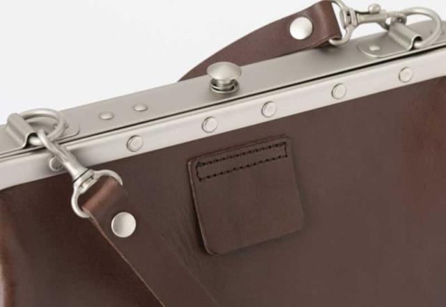 BAGWORKS レザーがま口ショルダーバッグ TRAINMAN 牛革 レザー 昭和