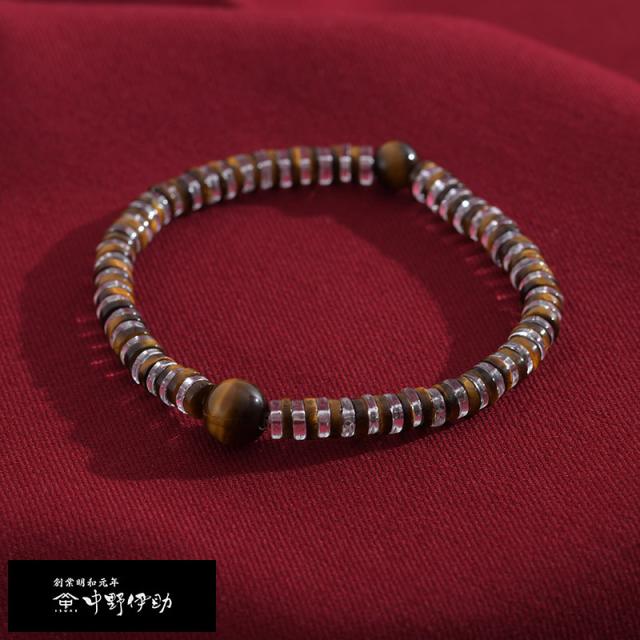 中野伊助 虎目水晶平球108念珠ブレスレット 日本製 タイガーアイ 大人 おしゃれ 和風 アクセサリー ギフト プレゼント 父の日 【送料無料】