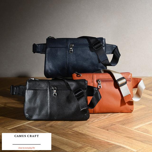 Camus Craft 牛革ボディバッグ  ウエストバッグ 男性 日本製 コンパクト 本革 レザー シンプル おしゃれ  【送料無料】の通販は