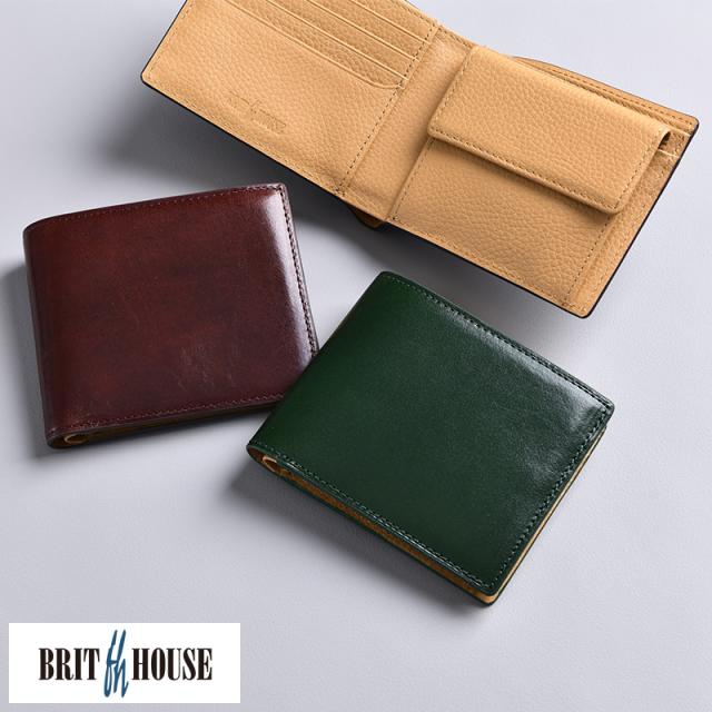 BRIT HOUSE 二つ折り財布 小銭入れあり イタリアンレザー PALAIA CROCE  小銭入れ付き 本革 牛革 おしゃれ 大人 かっこいい  【送料無料】