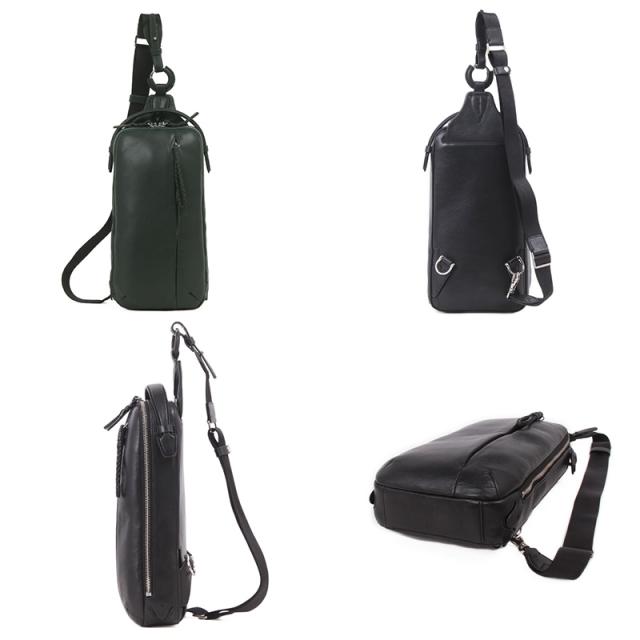 Pid 撥水レザー 縦型ボディバッグ ecrire メンズ ワンショルダーバッグ