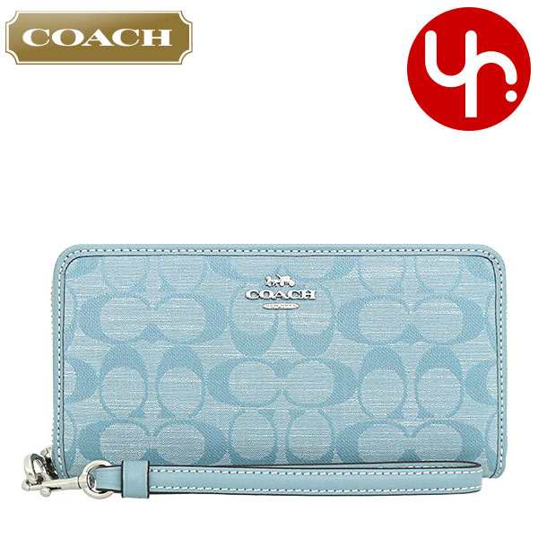 COACH 長財布 シグネチャー レザー アコーディオン シャンブレー