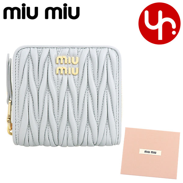 ミュウミュウ miumiu 二つ折り財布 5ML522 2FPP ペルラ パールグレー 