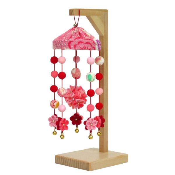 日本製No.MY1-C03　つるし飾り 小花 赤×ピンク サイズスタンド高さ22(cm)飾り付きひな祭り雛人形の通販は