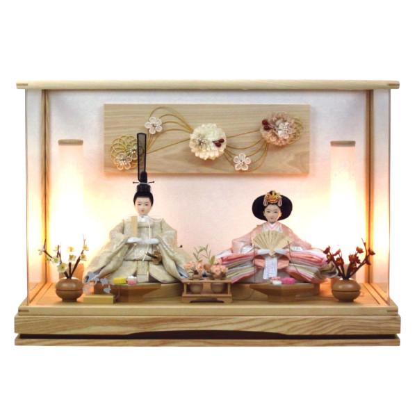 雛人形アクリルケース飾り 間口51cm奥行29cm高さ35cm 親王ケース飾り YN1290HC 可愛いひな人形 ナチュラル モダン アクリルケース 木目 98,000円