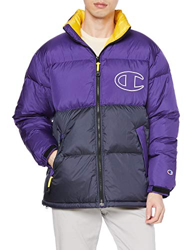 [チャンピオン] ダウンジャケット アウター 撥水 保温 裾ドローコード 配色切り替え ビッグCロゴ刺繍 C3-S607 メンズ ダークパープル Mサイズ