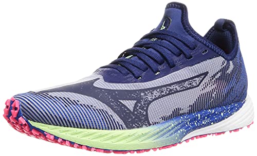 [ミズノ] ランニングシューズ ウエーブデュエル NEO 2 部活 陸上 トラック800m以上向け メンズ ブルー×ネイビー×フラッシュイエロー 23.0 cm 2E