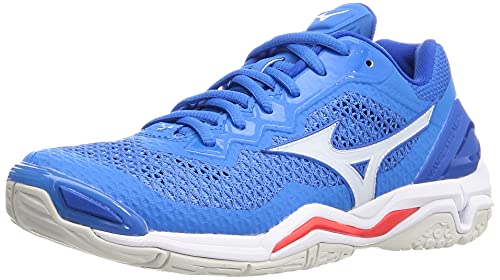 [ミズノ] ハンドボールシューズ ウエーブ ステルス 5 ブルー×ホワイト×レッド 23.5 cm 2E