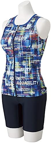 MIZUNO(ミズノ) スイム 水泳 フィットネス 水着 ジム用 レディース セパレーツ (3.5分丈) N2JG1841 82 ネイビー×ブルー サイズ L