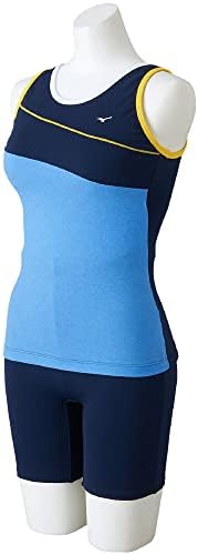 MIZUNO(ミズノ) スイム 水泳 フィットネス 水着 ジム用 レディース セパレーツ（３．５分丈）（股下１８ｃｍ） N2JG2844 84:ネイビー/イエロー サイズL