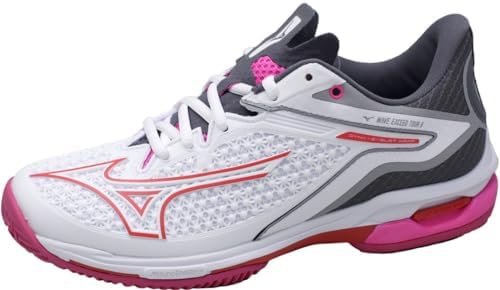 [ミズノ] テニスシューズ ウエーブエクシード TOUR 6 OC レディース ホワイト×ピンク×レッド 24.5 cm E