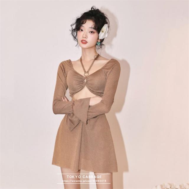 レディース水着　女性水着　みずぎ女性用　ワンピース レディース オールインワン オールインワンタイプ水着　ワンピ水着 水着 長袖 水着 体型ワンピース 体型カバー レディース水着 レディース　ビーチ水着 二の腕 太もも お尻 お腹 カバー mz-230317-163の通販は 5,022円