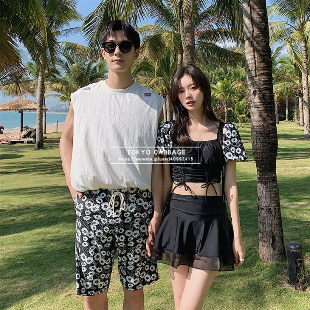 ペア水着2022 カップル水着　ペア水着　セット水着　メンズ　大人用　体型カバー　レディース水着　男性用　スイミング　短パン　水着ペア ペアルック カップル水着 レディース メンズ 海外旅行 　 新作水着　夏新作水着　家族お揃い　体型カバー 　新婚旅行  pa-220509-09