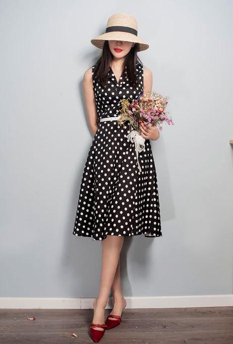 レトロドット柄ビッグスイングスカートお呼ばれワンピースの通販はau Pay マーケット Happy And Active