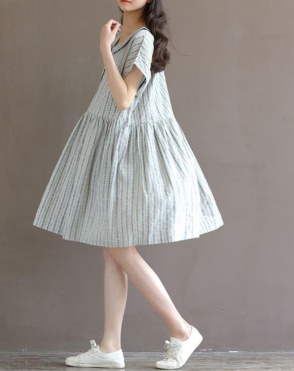 カントリー調 ゆったり ひざ丈 ワンピース 半袖 ストライプ柄 ガーリー 夏服 秋服 韓国 ファッションの通販はau Pay マーケット Happy And Active