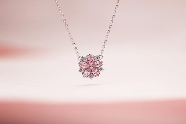 ネックレス 桜 さくら ピアス ピンクダイヤ レディース czダイヤ