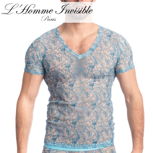 男性用 メンズTシャツ フランス高級下着 ルームウェア メンズ インナー LHomme Invisible Icy Tropics レース メッシュ Ｔシャツ(my73-icy-021)の通販は 10,296円