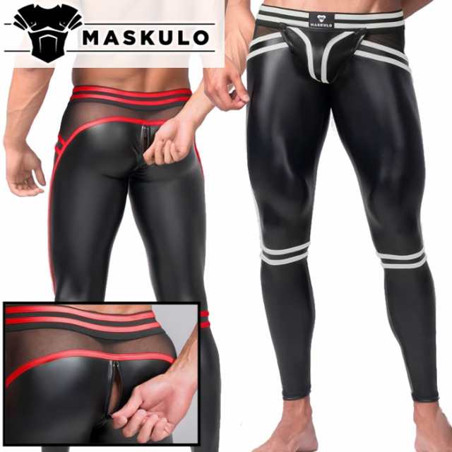 よろしくお願いしますMaskulo メンズ レザー風 ラバー タイツ