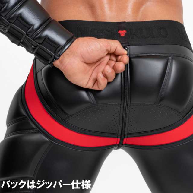 男性用スパッツ ボクサーパンツ メンズ レザー風 フェイクレザー ...