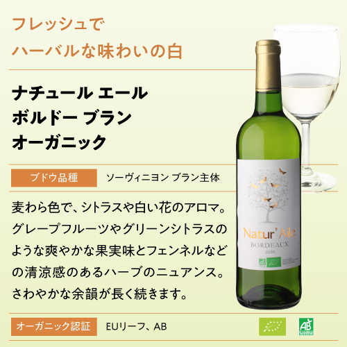 1本あたり1,(税込) 送料無料 ナチュール エール ボルドー ブラン 12本 フランス ビオ 白 ケース 浜運