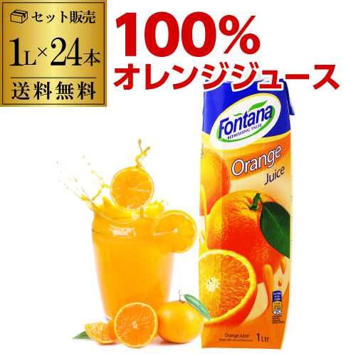 オレンジジュース 100% 紙パック 業務用 100パーセント 1L 24本 フォンタナ 送料無料 長S 賞味期限2026.12.6