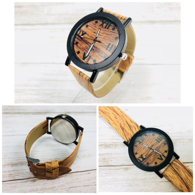 木製 腕時計 ローマ数字 デザイン 1 ウッド 腕時計 時計 アンティーク風 木製風 ローマ数字 ウッド