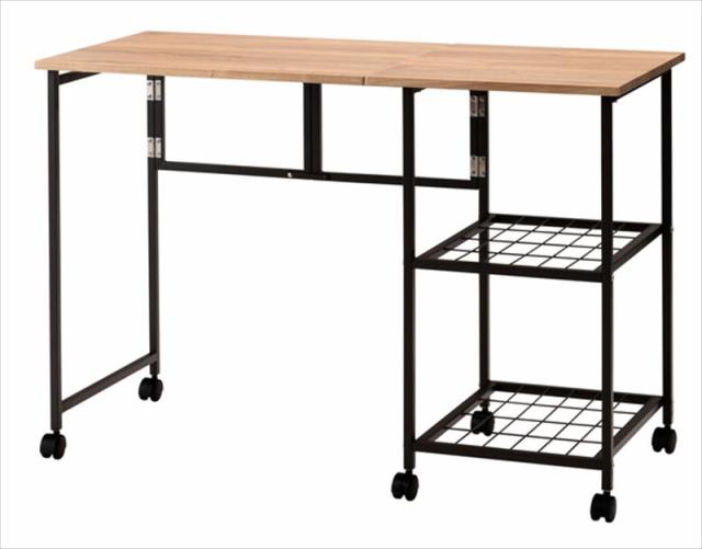 東谷 あづまや  【4985155237814】 バタフライデスク オープンラック ナチュラル サイドテーブル ワゴン キャスター付き 目隠し収納 スチールの通販は