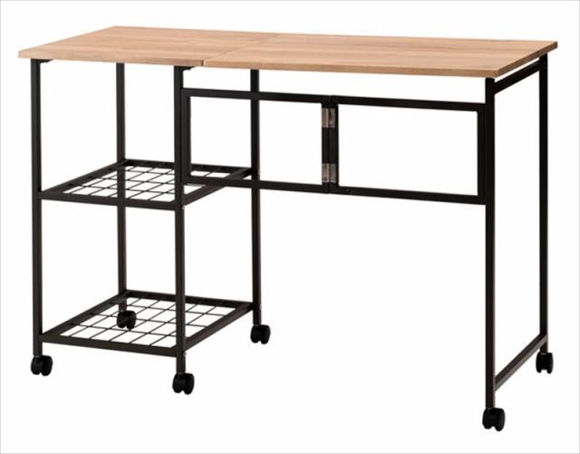 東谷 あづまや  【4985155237814】 バタフライデスク オープンラック ナチュラル サイドテーブル ワゴン キャスター付き 目隠し収納 スチールの通販は