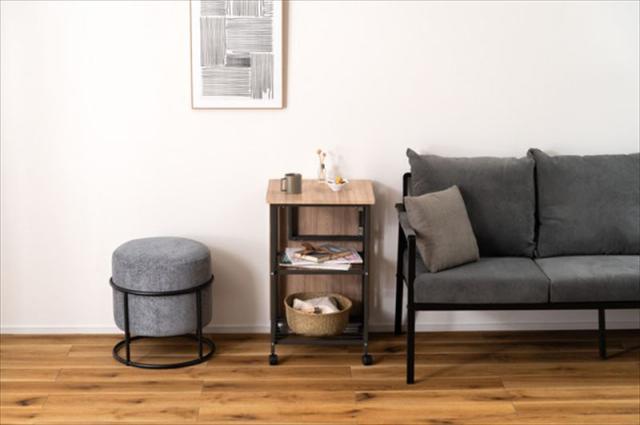 東谷 あづまや  【4985155237814】 バタフライデスク オープンラック ナチュラル サイドテーブル ワゴン キャスター付き 目隠し収納 スチールの通販は