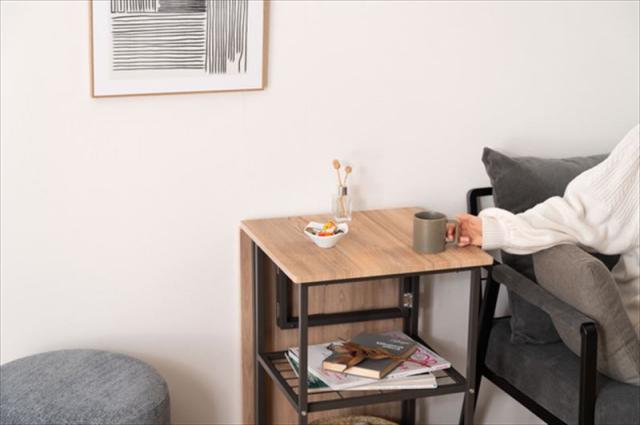 東谷 あづまや  【4985155237814】 バタフライデスク オープンラック ナチュラル サイドテーブル ワゴン キャスター付き 目隠し収納 スチールの通販は