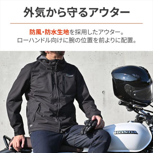 DAYTONA(デイトナ)  【4909449625873】 42703 バイク用 ジャケット 春秋冬 CE規格 薄型プロテクター付属 防風 アーバン3WAYパーカー DJ-004R ブラック Sサイズの通販は