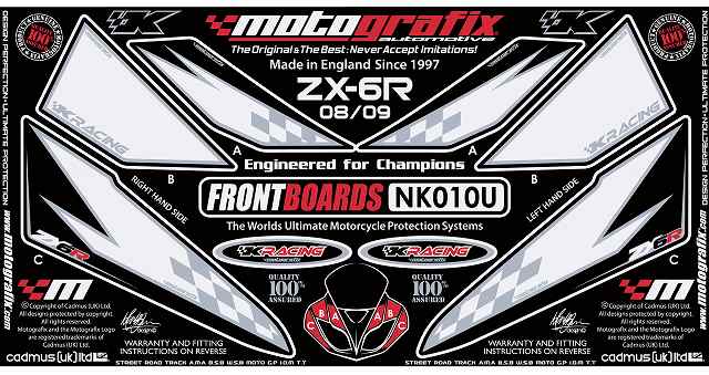 【モトグラフィックス】 【4580041205344】 MT-NK010U ボディパッド FRONT ZX-6R NINJA 09-12の通販は