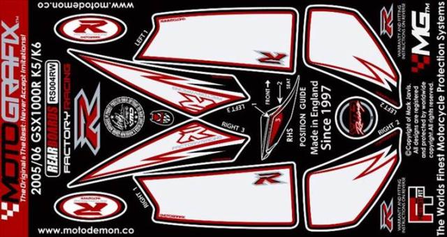 【モトグラフィックス】 【4580041208864】 MT-RS004RW ボディパッド REAR GSX-R1000 K5／K6（04-06の通販は