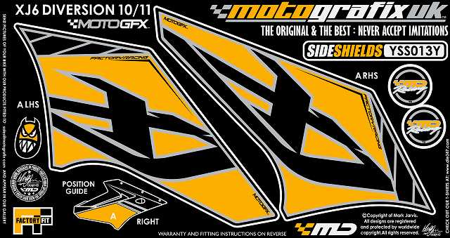 【モトグラフィックス】 【4580041222822】 MT-YSS013Y ボディパッド SIDE SHIELDS XJ6 DIVERSION 10／11の通販は 17,621円