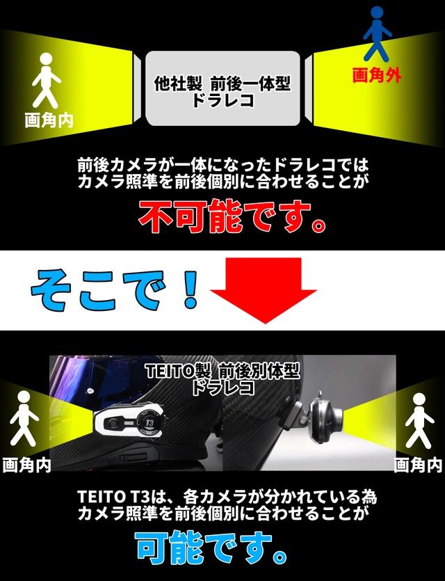 TEITO バイク用 前後同時録画 前後2カメラ付きインカム T3 日本 TEITO バイク用 前後同時録画 前後2カメラ付きインカム T3 日本