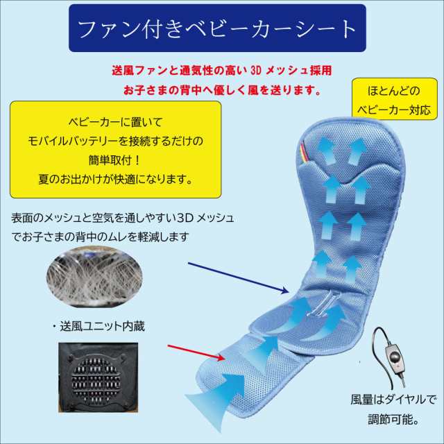 (TEITO)ベビーカー用　ファン付きエアーメッシュシート TT-02　夏　暑さ対策　冷感　扇風機 USB 送風 クール 赤ちゃん　　｜au PAY  マーケット