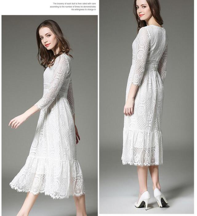 春秋用 マキシワンピース 長袖総レースワンピース 通勤 Ol 結婚式 ロング レディース 丸襟 Aライン カジュアル 代30代 白の通販はau Pay マーケット 山室商店
