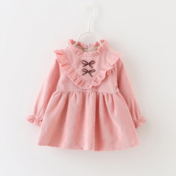 子供服 秋冬 ガール フォーマル 長袖ワンピース リボン 蝶結び ケーキスカー 綿 Aライン しわ加工 純色 無地 73 100cm の通販はau Pay マーケット 山室商店