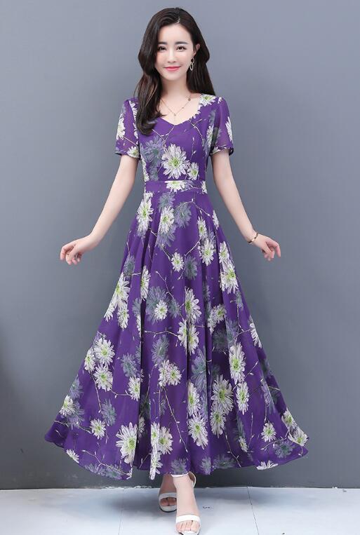 Chic シフォン 2色 ママ 上品 プリント ワンピース 春夏 半袖 ロング丈 レディース パーティードレス 着痩せ 普段着 結婚式 二次会 30代4の通販はau Pay マーケット 山室商店