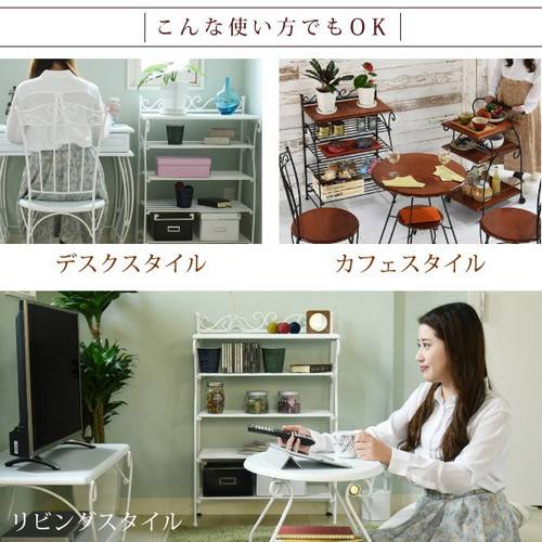 レンジ台 キッチン 収納 棚 ラック 食器棚 ロータイプ コンパクト ミニ 薄型 小さい 一人暮らし かわいい 姫系 おしゃれ 北欧 安い 約 幅60 奥行35 白 レンジラック 炊飯器置き場 大容量 スリム 調味料 スパイス アンティーク アイアン カフェ_4