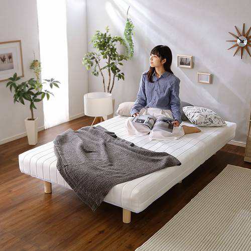 送関込み新品 最安値 送料無料 シングルベッド 脚付きマットレスベッド ホワイト 2 ベッドフレーム