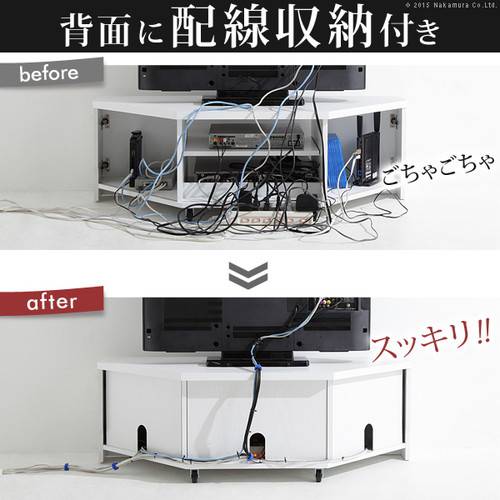テレビ台 コーナー ローボード おしゃれ 安い 背面収納 配線 北欧 テレビボード 棚 木製 ロータイプ 幅110 キャスター付き 移動式 ウォールナット ホワイト 白 32型 37型_1