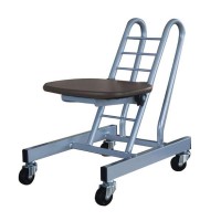 高さ調節 昇降 低姿勢 立ち仕事 中腰 作業 椅子 ダークブラウン / シルバー 日本製 完成品 キャスター ( オフィスチェア 低い 低い椅子 キャスター付き椅子