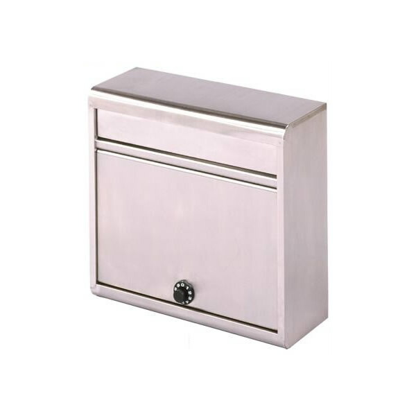 郵便ポスト ポスト 郵便受け 玄関 設置 屋外用 おしゃれ 壁掛け 壁面取付 縦型 ステンレス 防水 ダイヤル錠 ダイヤル式 鍵付き シルバー シンプルの通販は