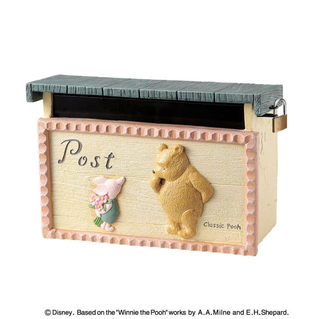 郵便ポスト ポスト 郵便受け 玄関 設置 屋外用 おしゃれ 壁掛け 壁面取付 鍵付き プーさん ディズニー アンティーク 北欧 アメリカン 新の通販はau Pay マーケット アットカグ