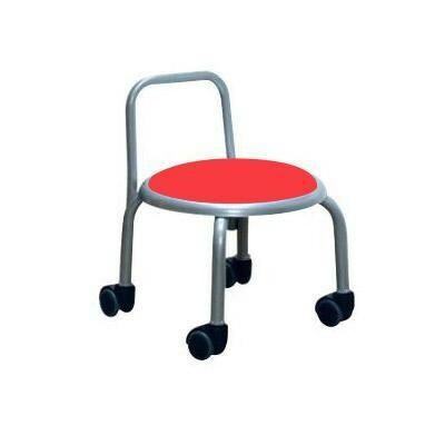 低い 椅子 ローチェア 作業椅子 キャスター付き ガーデニング オフィスチェア キッチン 背もたれ ローキャスターチェア レッド/シルバーのサムネイル