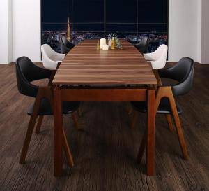 ダイニングテーブルセット 6人用 椅子 おしゃれ 伸縮式 伸長式 安い 北欧 食卓 7点 ( 机+チェア6脚 ) 幅140-240 デザイナーズ クール スタイリッシュ ヘリンボーン風 ミッドセンチュリー ウォールナット 大きい 大きめ パーティ ビュッフェ 幅140 幅240 の通販は