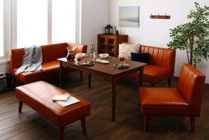 ダイニングテーブルセット 7人用 コーナーソファー L字 l型 ベンチ 椅子 おしゃれ 安い 北欧 食卓 レザー 合皮 カウチ 5点 ( 机+2Pソファ1+左肘ソファ1+1Pソファ1+長椅子1 ) 幅115 デザイナーズ クール スタイリッシュ 高さ67 ロータイプ 低め パイン 大きい の通販は