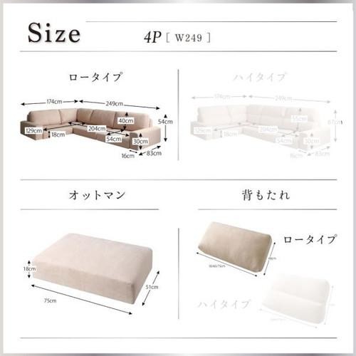 コーナーソファー コーナーソファ ソファー L字 l型 おしゃれ 安い 北欧 4人掛け 四人掛け 4P オットマン付き スツール 足置き 椅子 ( ソファ&amp;オットマンセットロータイプ4P )_2